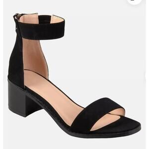 Journee Collection N2311* Womens Black Nubuck Percy Ankle Strap Sandals Sz 10